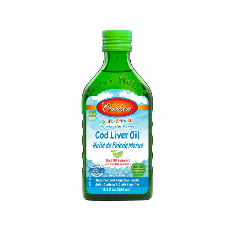 Carlson Laboratories, Norwegian Cod Liver Oil, For Kids, Green Apple, 250 ml