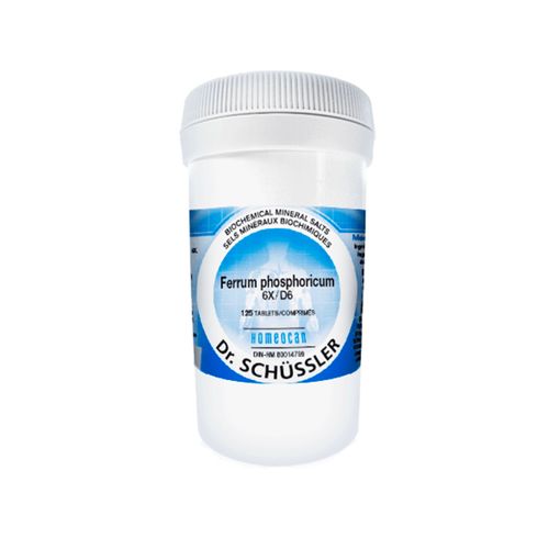 加拿大Homeocan Dr. Schüssler生物矿物盐系列 磷铁/6X/125粒 针对耳鼻喉问题引起的发烧或腹泻