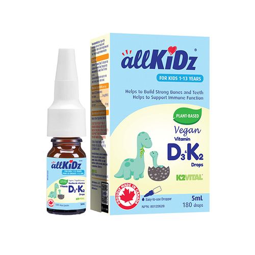 allKiDz, Vegan Vitamin D3 & K2 Drops, 180 Drops