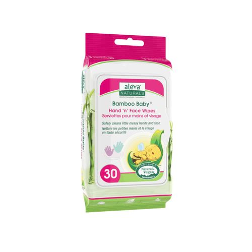 Aleva Naturals, Bamboo Baby Hand n Face Wipes, 30 Wipes