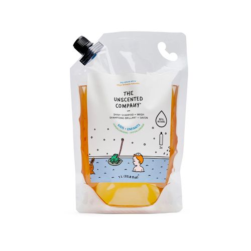 The Unscented Company, Kids Shiny Shampoo and Wash, Refill Bag, 1L