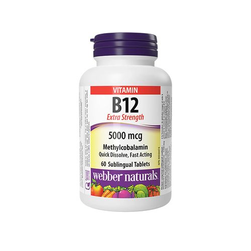 Webber Naturals, Vitamin B12 Methylcobalamin 5000mcg, 60 Sublingual Tablets
