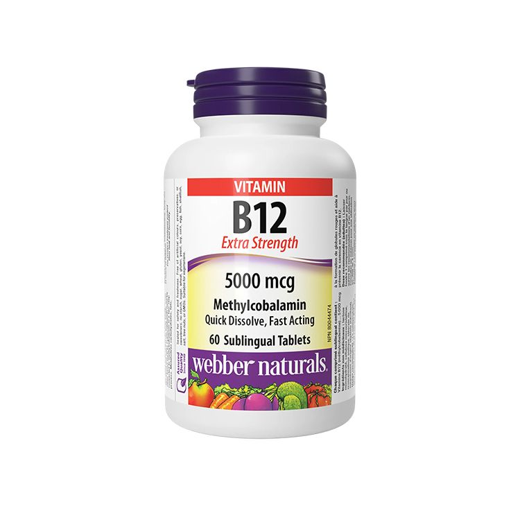 Webber Naturals, Vitamin B12 Methylcobalamin 5000mcg, 60 Sublingual Tablets