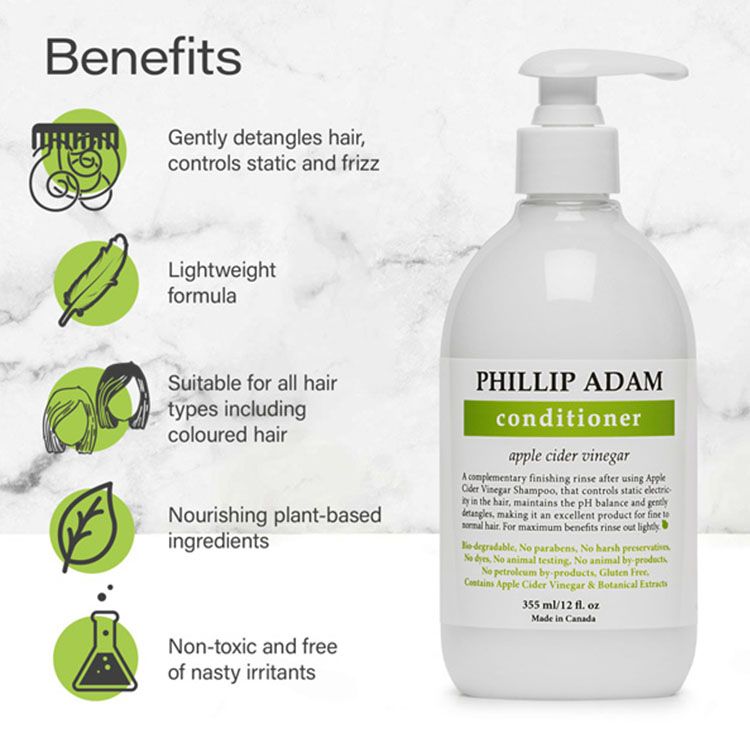 加拿大Phillip Adam苹果醋护发素 1升装 经典青苹果香 提升头发光泽 柔顺减少毛躁