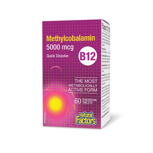 Natural Factors, B12 Methylcobalamin, 5000 mg, 60 Sublingual Tablets