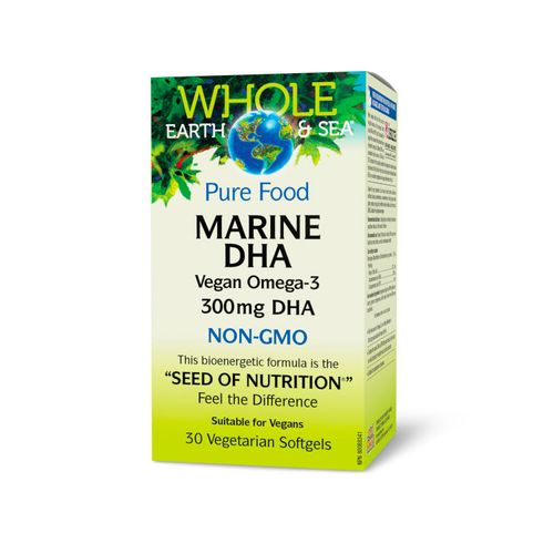 加拿大Whole Earth & Sea海洋纯素DHA藻油胶囊 300毫克/30粒 来自精选非转基因微藻 无鱼腥味