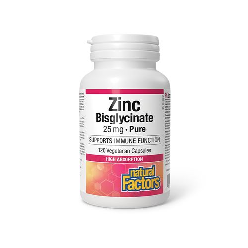 Natural Factors, Zinc Bisglycinate 25mg, 120VCaps