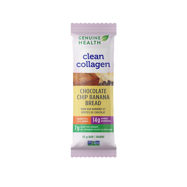 Genuine Health, Clean Collagen Bar, Chocolate Chip Banana Bread, 55g