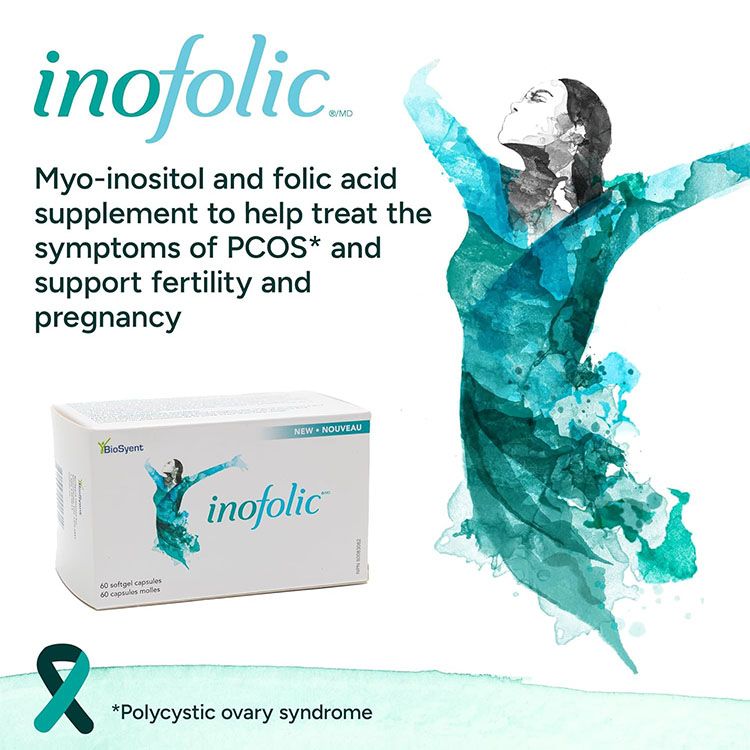 加拿大Inofolic肌醇叶酸胶囊 60粒 针对多囊PCOS 提升女性受孕率 改善胰岛素敏感性