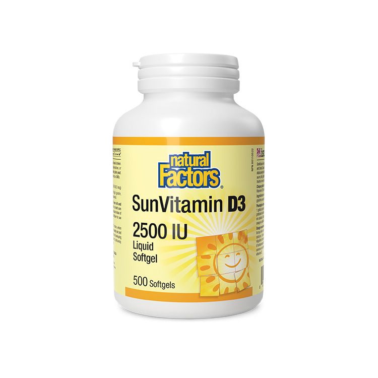 加拿大Natural Factors维生素D3 2500IU 500粒软胶囊 促进钙吸收 提升免疫