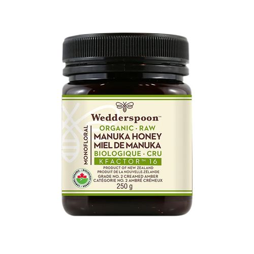 加拿大Wedderspoon新西兰有机麦卢卡蜂蜜原蜜 250g KFactor-16级别 认证有机 消炎治疗之选