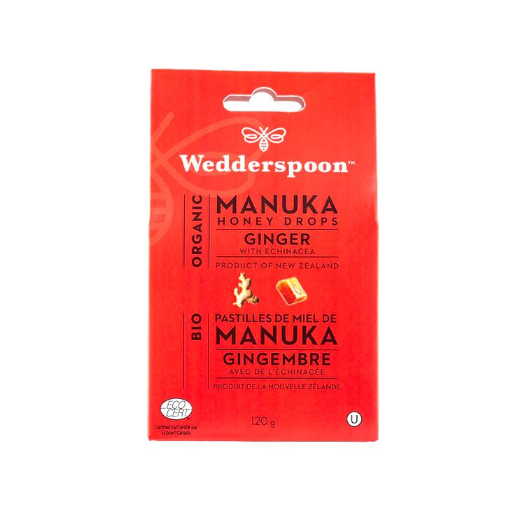 Wedderspoon, Manuka Honey Drops, Ginger, 120g