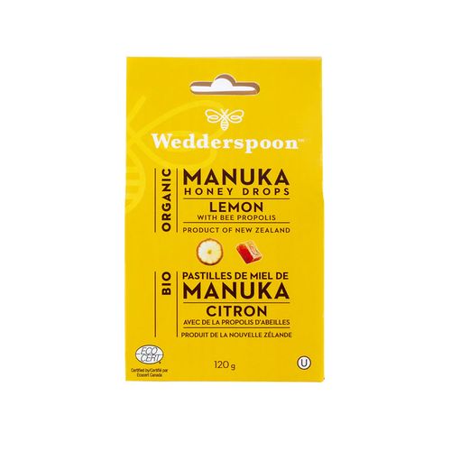 Wedderspoon, Manuka Honey Drops, Lemon, 120g