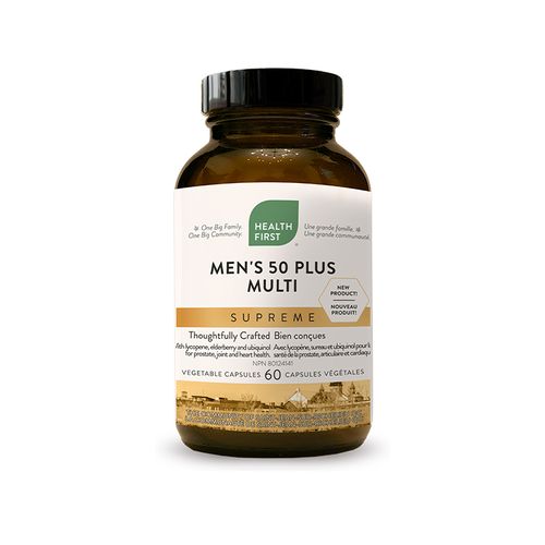 加拿大Health First 50+男性复合维生素 60粒 专利红藻钙镁 活性Q10成分 维护中老年男性健康