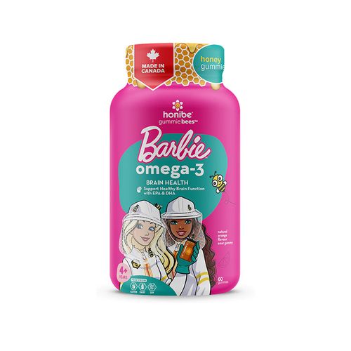 加拿大Honibe儿童Omega-3软糖 60粒桔子味 芭比合作款 补充EPA和DHA