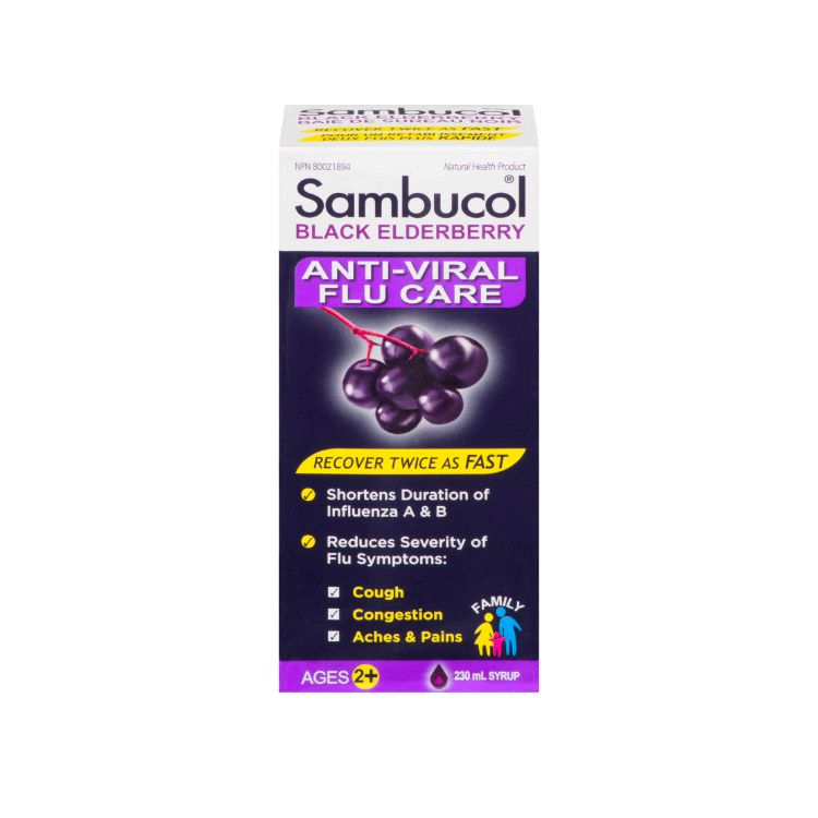 加拿大版Sambucol小黑果天然抗病毒抗流感糖浆 230毫升 加快甲型和乙型流感恢复速度 2岁以上即可使用 保护全家