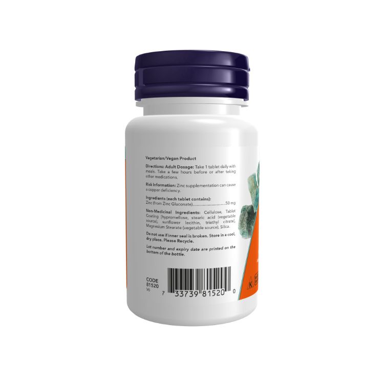 Now Foods, Zinc Gluconate, 50mg, 100 Tablets