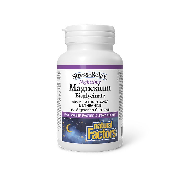 Natural Factors, Stress Relax, Nighttime Magnesium Bisglycinate, 90 Vegetarian Capsule
