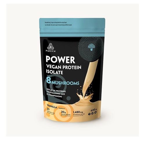 Purica, Power Vegan Protein Isolate with 8 Mushrooms, Vanilla, 630g