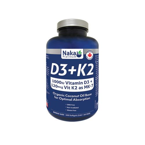 加拿大Naka维生素K2 & D3胶囊 300粒 保持骨骼牙齿健康