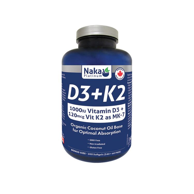 加拿大Naka维生素K2 & D3胶囊 300粒 保持骨骼牙齿健康