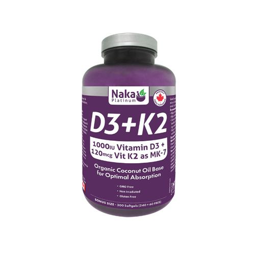 Naka Platinum, Vitamin K2 & D3, 300 Softgels