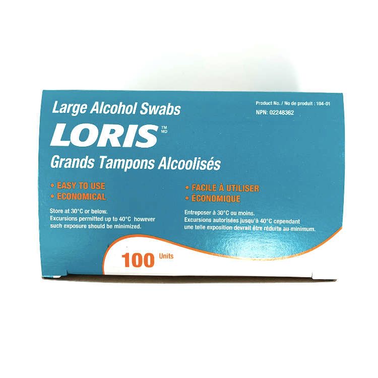加拿大LORIS医用70%酒精消毒棉片 100片独立包装 方便携带 可用于消毒手机、门把手、皮包 也可用于手部免洗消毒