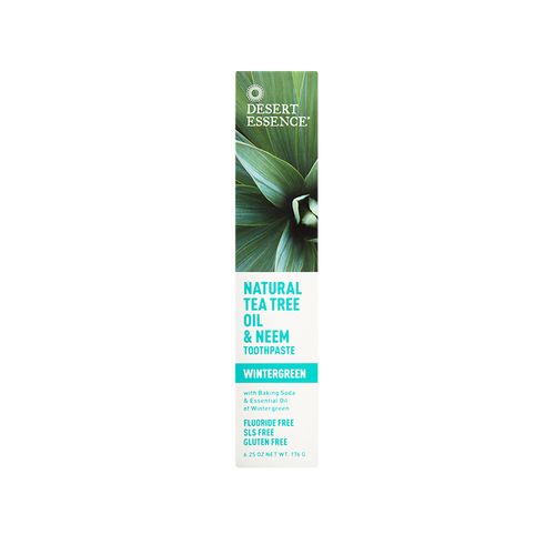Desert Essence, Fluoride Free Toothpaste, Tea Tree Oil & Neem - Wintergreen, 176g