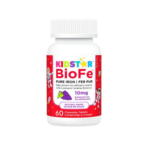 KidStar, BioFe Pure Iron, Grape, 10mg, 60 Chewable Tablets