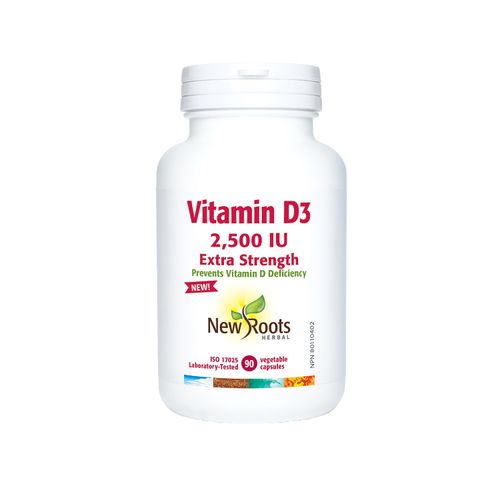 New Roots, Vitamin D3, Extra Strength, 2500 IU, 60 Vegetable Capsules