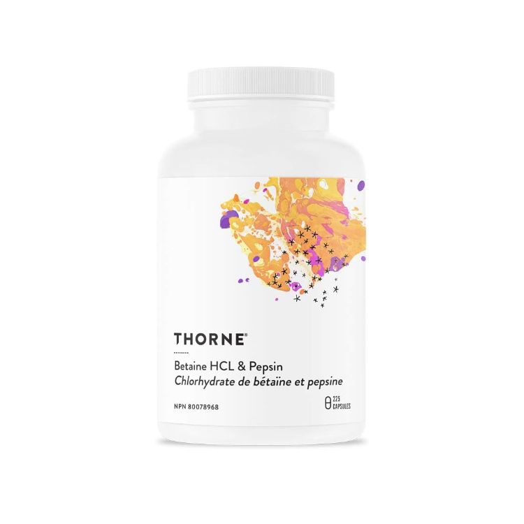 Thorne, Betaine HCL & Pepsin, 225 Capsules