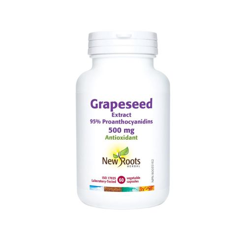 New Roots, Grapeseed Extract, 95% Proanthocyanidins, 500 mg, 60 Vcaps