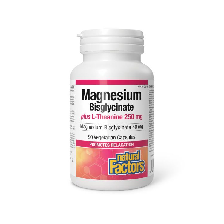 Natural Factors, Magnesium Bisglycinate plus L-Theanine 250mg, 90VCaps