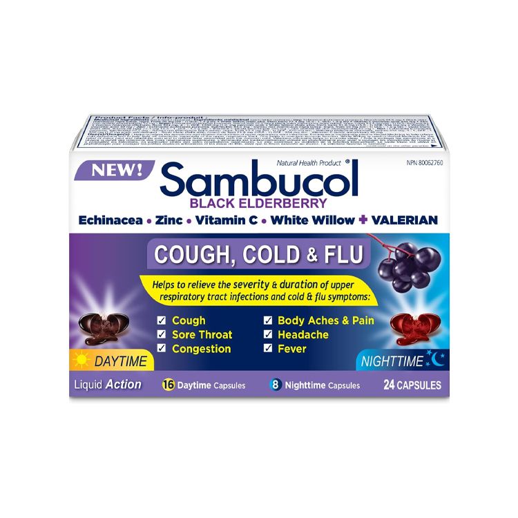 Sambucol, Day & Nighttime Cough Cold & Flu, 24 Capsules