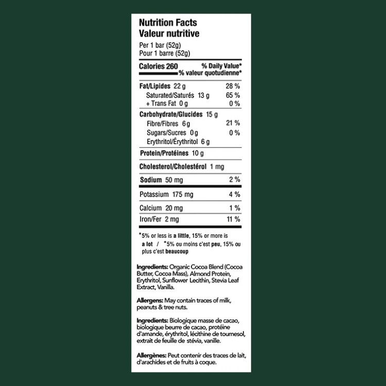 加拿大ZoRaw 72%特级黑巧克力蛋白棒 52克 零糖低碳水 含10克蛋白质