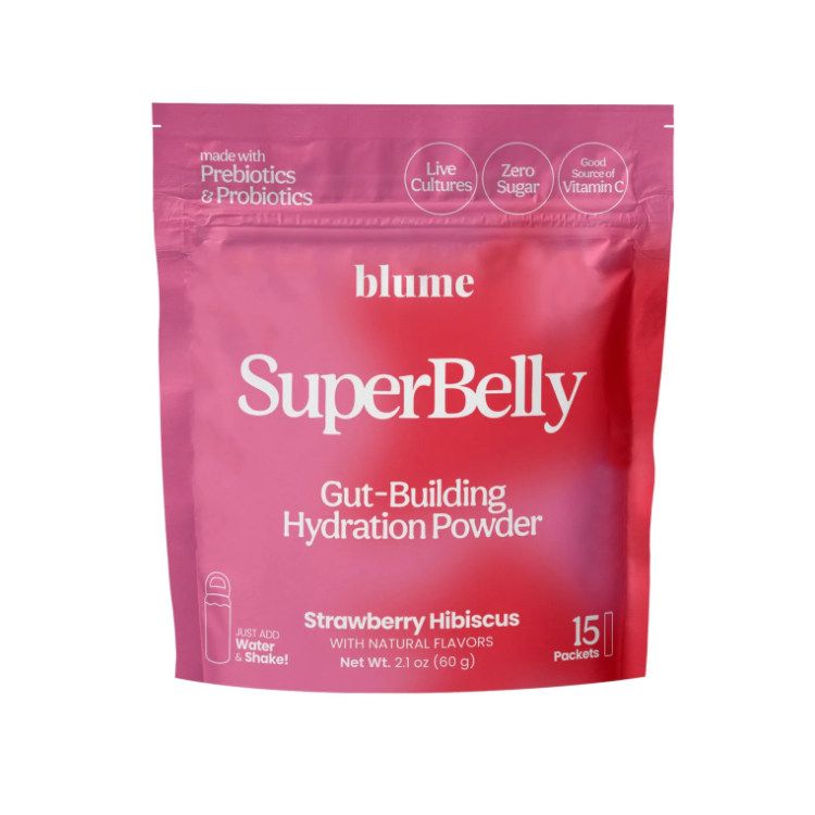 blume, SuperBelly, Gut Building Hydration Powder, Strawberry Hibiscus, 15 Packets