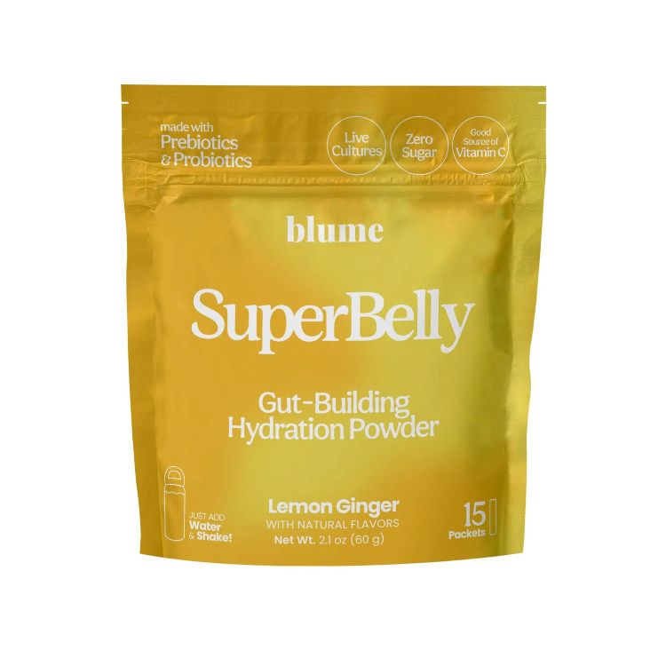 blume, SuperBelly, Gut Building Hydration Powder, Lemon Ginger, 15 Packets