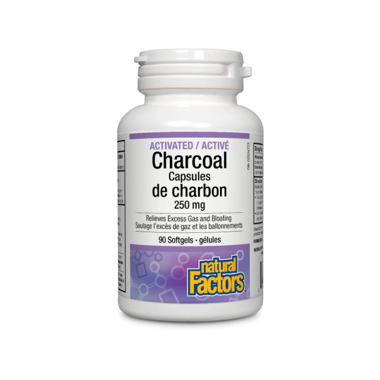 Natural Factors, Activated Charcoal, 250mg, 90 Softgels