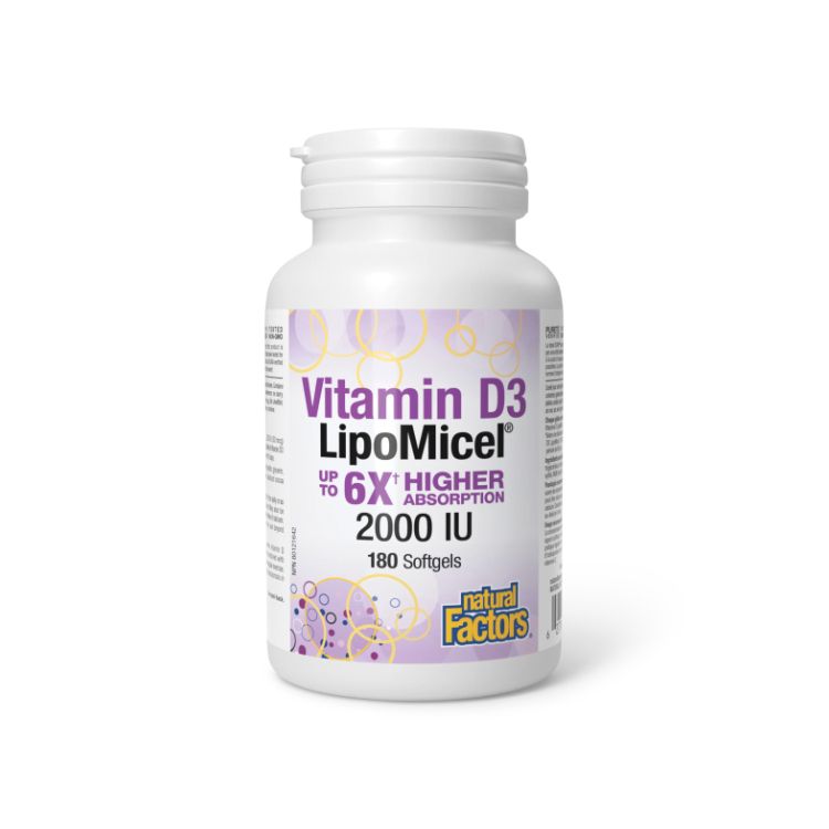 Natural Factors, LipoMicel® Vitamin D3, 2000 IU, 180 Softgels - Natural Factors | Lifeplus Natural Health