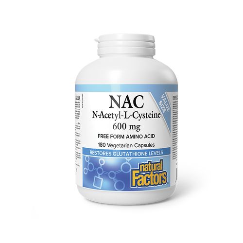 Natural Factors, N-Acetyl-L-Cysteine NAC Bonus Bottle, 600 mg, 180 VCaps