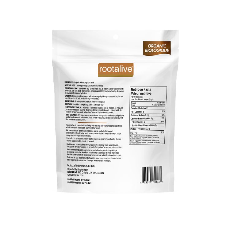 Rootalive, Organic Psyllium Husk Powder, 200g