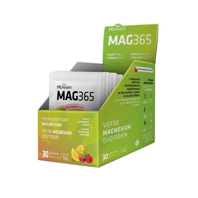 加拿大ITL Health MAG365 离子柠檬酸镁粉 树莓柠檬款/30袋 x 4g 获奖旗舰系列 纯净无添加