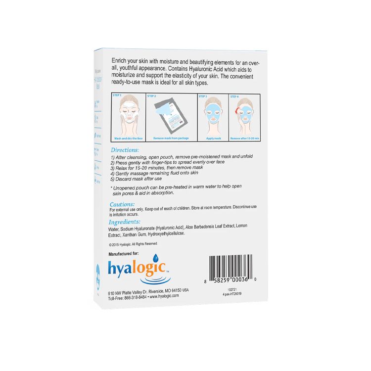 Hyalogic, HA Moisture Mask, 4 Packs