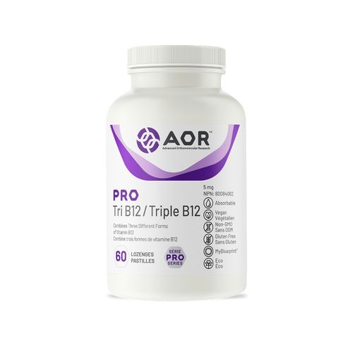 加拿大AOR PRO专业系列Tri维生素B12含片 60片 甲钴胺/羟钴胺/腺苷钴胺 3种活性成分协同起效