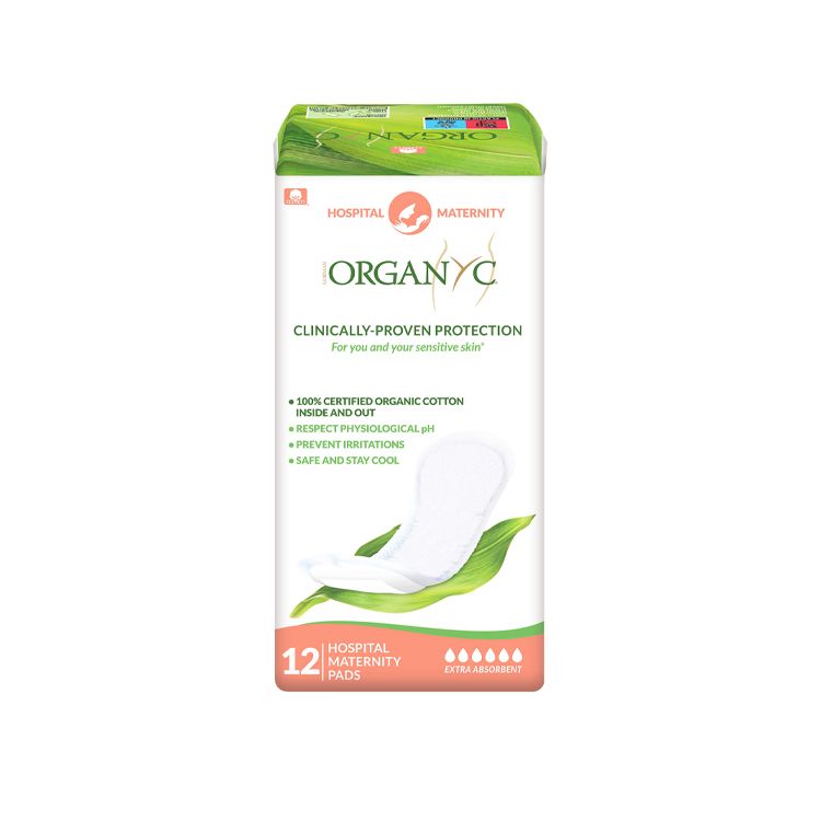 Organyc, Hospital Postpartum Maternity Pads, 12 Counts