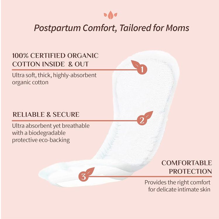 Organyc, Hospital Postpartum Maternity Pads, 12 Counts