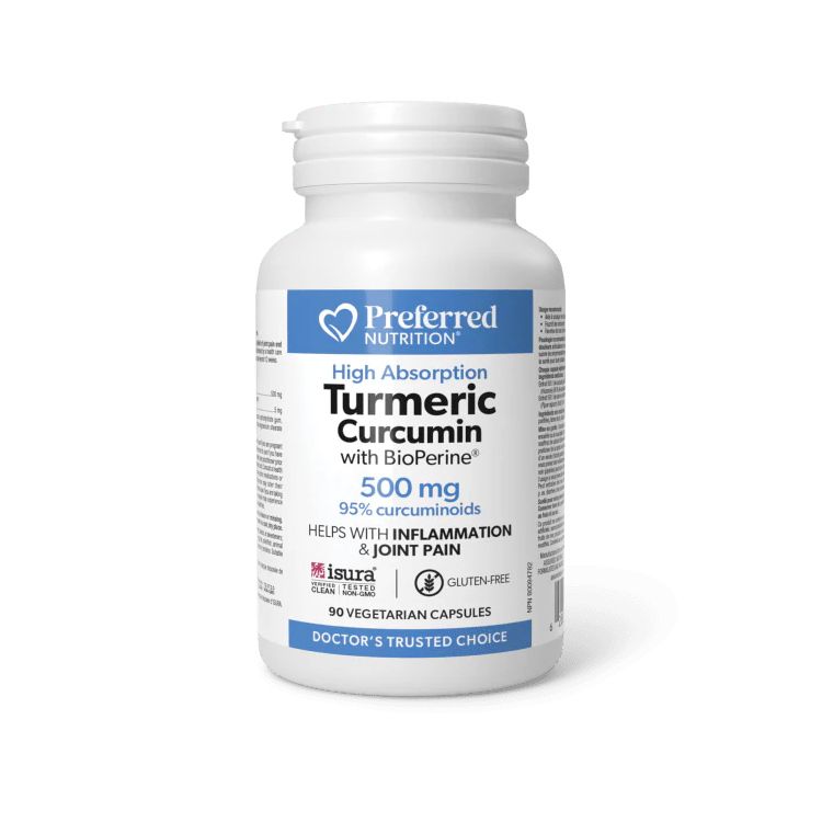 Preferred Nutrition, Turmeric Curcumin with BioPerine, 500mg, 90 Vegetarian Capsules