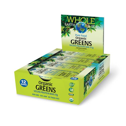 Whole Earth & Sea, Organic Greens Vegan Protein Bar 75g, 12 Bars