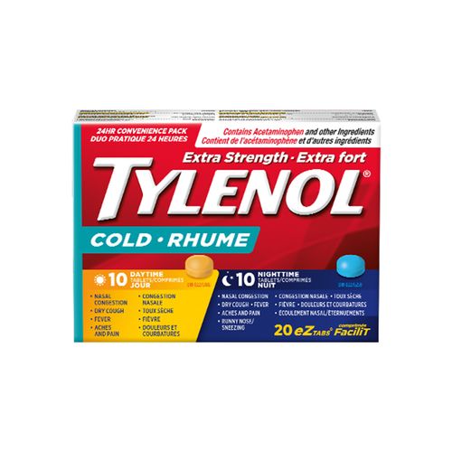 美国Tylenol泰诺对乙酰氨基酚 感冒加强款 白加黑10+10片装