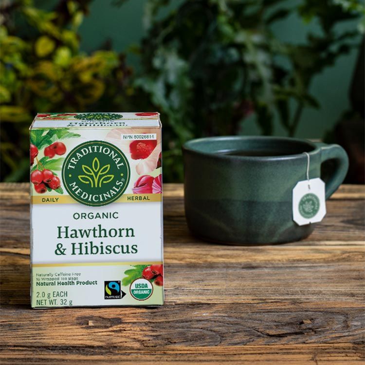 Traditional Medicinals, Organic Hawthorn with Hibiscus Herbal Tea, 16 Tea Bags